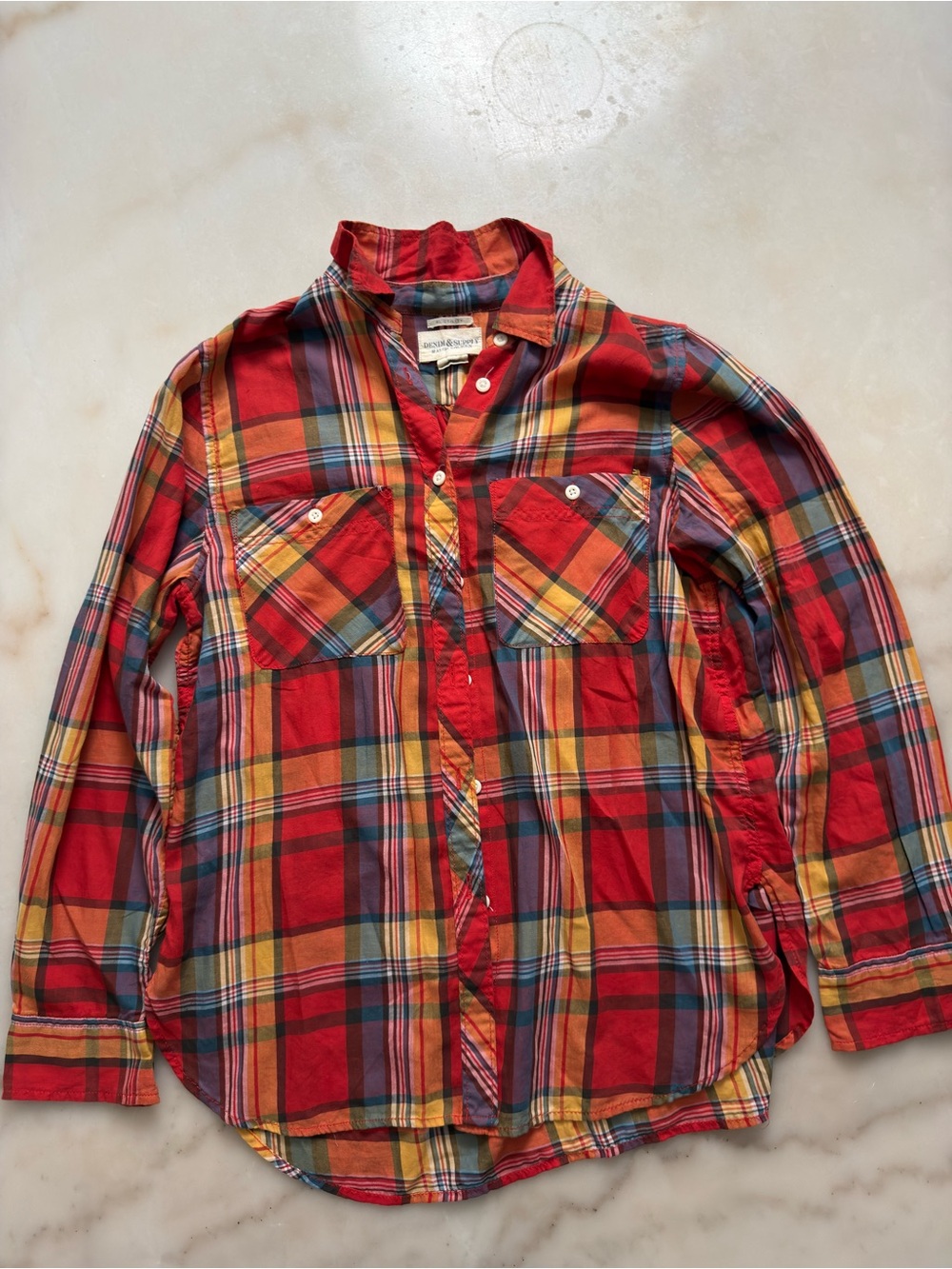Denim & Supply Ralph Lauren RL Utility Red Plaid Cotton Boyfriend Flannel Medium